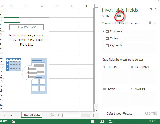 Create PivotTable Multiple Sheets - All Tables in your Data Model