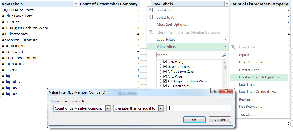 Find Duplicates - Use PivotTable 2