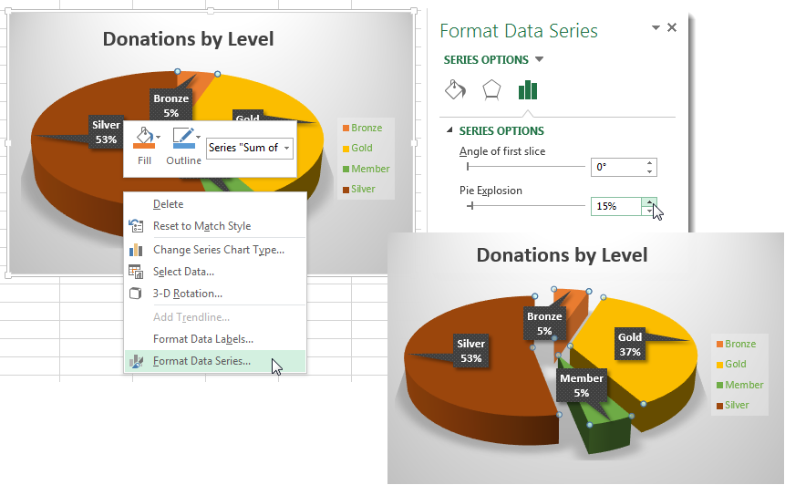 Create Outstanding Pie Charts in Excel - "Explode" Slices