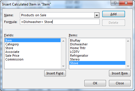 Create a PivotTable Calculated Item in Excel - Insert Calculated Item