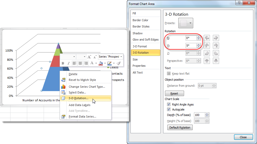 How to Create an Excel Funnel Chart - Rotation 0