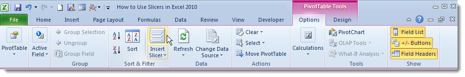 How to Use Slicers in Excel - Insert Slicer