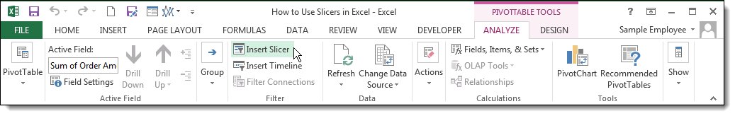 How to Use Slicers in Excel 2013 - Insert Slicer