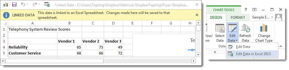 Export Excel Charts to Word and PowerPoint - edit data